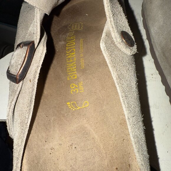Birkenstock Boston Suede Soft Footbed Clogs Taupe  W US 8 EU 39 EUC Worn Once - Picture 12 of 14
